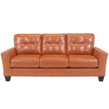 Benchcraft breville espresso faux leather sofa (oversized) by ashley. Benchcraft Paulie Sofa In Durablend Color Orange Size 68 W X 21 D Walmart Com Walmart Com