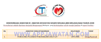 Kerja kosong majlis perbandaran hang tuah jaya. Jawatan Kosong Terkini Di Jabatan Kesihatan Negeri Melaka Jkn Melaka Appjawatan Malaysia