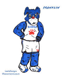 The philadelphia 76ers today introduced their new team mascot, franklin, at the franklin institute in philadelphia, where more than 300 area children welcomed sixers fan's best friend. franklin, a blue dog with perky ears and wagging tail, wears a sixers uniform with his signature paw in place of a. Franklin Mascot Basketball Teams Art
