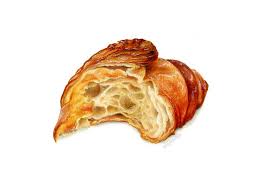 Bitten Croissant Food Illustration By Kendyll Hillegas Watercolor And Colored Pencil Painting For Cookbooks Advertising Food Illustrations Food Food Drawing