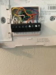 G = green wire c = blue wire o = orange wire w2 = white wire e = black wire r = red wire y1 = yellow wire. Honeywell Lyric T5 Install This Is My Old Thermostat Wiring When I Hookup New Lyric T5 The Outside Compressor Doesn T Come On And The Air Blows Room Temp Warm I Ll Explain More