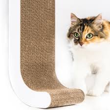 Maximum claw control front and back, 4 paw scratching surface. Wall Mounted Cat Scratch Post Cardboard Scratcher White Modern Pets