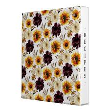 Autumn Sunflower Family Recipe 3 Ring Binder Zazzle Com Sunflower Family Family Recipe Book Sunflower
