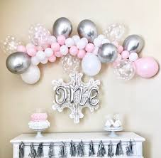 Balloon Handmade Birthday Birthday Decorations For Kids Snowflake Balloon Garland Diy Kit Pink Silver And Snowflakes Etsy Winter Onederland Party Girl 1st Birthdays Winter Wonderland Birthday Party Girl Birthday Decorations