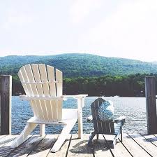 Big And Little Adirondack Chairs On Dock Outdoor Chairs Patio Deck Adirondack Chair