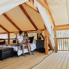 Explore 900 acres of lafayette reservoir! With Our Lake View Glamping Tents You Can Make Roughing It A Thing Of The Past Enjoy Luxuries But In The Great Outdoors Like A Queen Bed Linens Included Comfy Sofa Dining