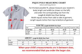 Youth Polo Shirt Size Chart Coolmine Community School