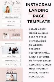 Instagram Landing Page Canva Template No Website Required Etsy In 2020 Landing Page Instagram Bio Money Blogging