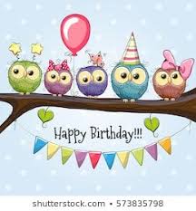 Five Owls On A Brunch With Balloon And Bonnets Biglietti Di Buon Compleanno Messaggi Di Buon Compleanno Immagini Di Buon Compleanno
