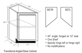 Bet12 Kitchen Angled Base Cabinet Transitional 12 W Along Wall X 34 1 2 H X 24 D X 17 W Front Custom Unfinished Stained Or Painted