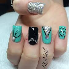 Acrylic Black And Teal Nails Pin By Elle Cee On Nail Tech Teal Nail Designs Teal Nails Matte Nails Design