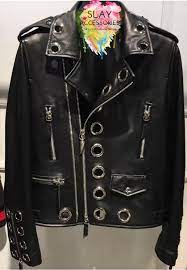 Bonna Black Grommets Biker Jacket Jackets Jackets Men Fashion Leather Jacket Men