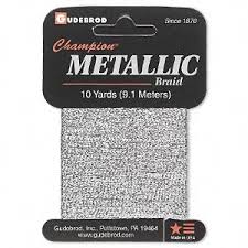 Thread Gudebrod Mylar Metallic Silver Ht Braid 1 8