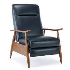 This recliner features a pocket coil seat, and pillow top arms to relax in while watching a movie, reading a good book, or just sitting enjoying company. Solaris Midnight Blue Faux Leather Wooden Arm Push Back Recliner Chair 8022 14