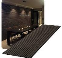Panneaux muraux acoustiques en bois de lattes acoustiques en placage de  chêne fumé foncé Panneaux insonorisants pour restaurant et café