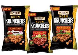 Korn Crunchers Are Available In Three Flavors Barbeque Nacho Grande And Hot Chili Lime Korn Krunchers Barbeque Deliv Food Corn Snacks Food Packaging Design
