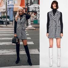 Bnwt Zara Black And White Tweed Sleeveless Blazer Dress Size L Short Dresses Casual Sleeveless Blazer Tweed Dress
