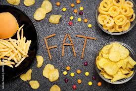 Fast Food Top View Of Burger French Fries Chips Rings And Candies With World Fat Unhealthy Eating Concept Stock Photo Adobe Stock
