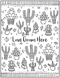 Fun coloring sheet full of succulents for plant lovers. Cactus Cute Aesthetic Coloring Pages Coloring And Drawing