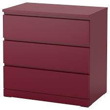 Malm Commode 3 Tiroirs Rouge Fonce 80x78 Cm Ikea En 2020 Malm Commode 3 Tiroirs Ikea Malm