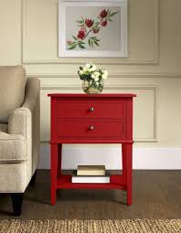 A Petite Accent Table In Red Red Accent Table Accent Table Wooden Side Table