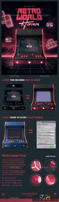 Download Video Games Flyer 80s Retro Gaming Arcade Mock Up Poster 24083505 Freepsdvn Photoshop Template Design Arcade Retro Gaming
