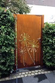 Garden Gate Made Of Corten Steel Dandelion Motif Corten Dandelion Garden Gate Motif Steel Corten Steel Garden Gates Fence Design