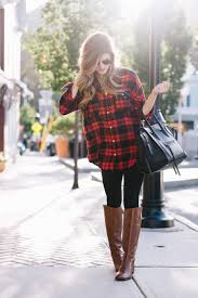 Black And Red Checkered Shirt Outfit Plaid Tunic Riding Boots On Sale Pre Black Friday Sales Brightontheday Popular Fall Outfits Cute Outfits With Leggings Plaid Shirt Outfits