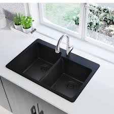 33'' l x 22'' w. Quartz Classic 33 L X 22 W Double Basin Drop In Kitchen Sink Undermount Kitchen Sinks Clean Kitchen Sink Drop In Kitchen Sink