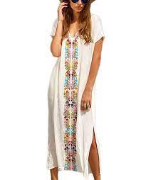Women S Print Chiffon Rayon Swimwear Turkish Kaftans Swimsuit Cover Up Caftan Beach Long Dress White C5189w9msn4 Boho Maxi Dress Fashion Beach Maxi Dress