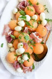 Cantaloupe And Mozzarella Caprese Salad By Foodiecrush Sweete Cantaloupe Subs For Tomatoes In This Simple Twist On The Cl Healthy Recipes Foodie Crush Recipes