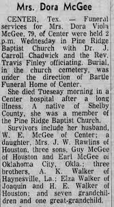 Obituary for Dora Viola McGee