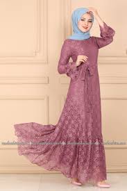 Moda Selvim Etegi Firfirli Dantel Elbise 5171ay342 Gul Kurusu Hijab Fashion Abaya Fashion Fashion