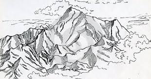 Mountain Range Drawin In Ink Mountain Drawing Mountain Sketch Cloud Drawing