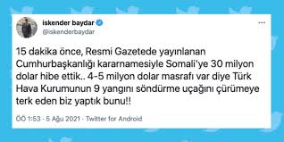 Somali'den rica edelim bize yangın söndürme uçağı alsınlar. borç içinde yüzen vatandaşlar, keşke biz de somali'de doğsaydık diyecekler cumhurbaşkanı kararnamesi ile somali'ye 30 milyon dolar hibe edildi. Jchohzdzqqsuxm