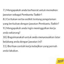 Contoh Soalan Temuduga Ptd Resume Infografik Malaysia Facebook