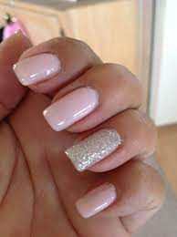 Baby Pink With One Glitter Nail Baby Pink Nails Baby Pink Nails With Glitter Pink Glitter Nails