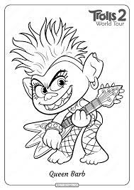 Print coloring of the trolls and free drawings. Free Printable Trolls 2 Queen Barb Coloring Page