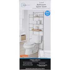 Mainstays 3 Shelf Bathroom Over The Toilet Space Saver With Liner Satin Nickel Walmart Com Walmart Com