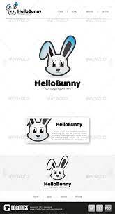 Hello Bunny Logo Bunny Logo Pet Logo Design Animal Logo