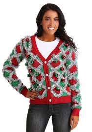 Tipsy Elves Womens Diamond Tinsel Cardigan