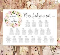 Wedding Seating Chart Poster Floral Wreath 1 Print Ready Digital File