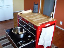 The simple how to make a kitchen island design allows for a good amount of work space along with a rack for storage. Tool Box Repurposed For Kitchen Center Island Wooden Table Top Is Hand Made Tongue And Outdoor Kitchen Outdoor Kitchen Appliances Small Kitchen Organization