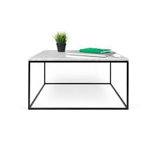 temahome table basse gleam 75cm marbre blanc metal noir