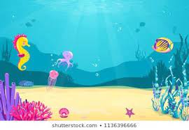 Underwater Cartoon Background With Fish Sand Seaweed Pearl Jellyfish Coral Starfish Octopus Sea Cartoon Background Underwater Cartoon Flower Frame Png