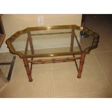 Vintage Brass Glass Top Tray With Bamboo Base Coffee Table Chairish Coffee Table Table Glass Top