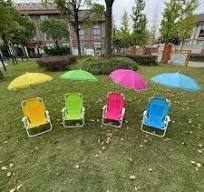 Детский уличный складной стул Lazy Fishing Stool, переносной, пляжный, с  солнцезащитным козырьком, розовый
