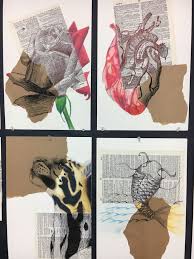 Multi Medium Drawing 2 Project Ink Charcoal And Color Pencil On Different Surf Middle School Art Projects Art Classroom Art Lessons