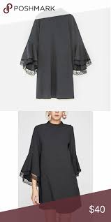 Zara Black Dress Lace Bell Sleeve Zara Black Dress Lace Dress Black Lace Dress