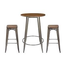 Barnwood pub table and stools (2) the barnwood pub table is a great addition to any rustic or western bar setting. Indio Round Pub Table Set Overstock 28443973